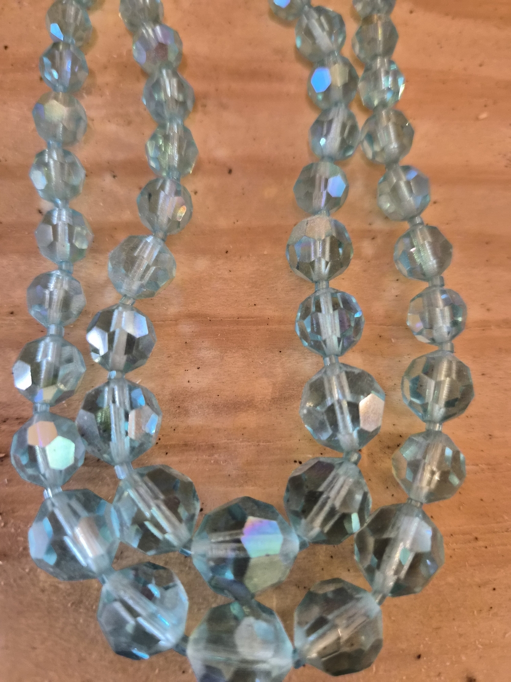 Aqua Faceted Glass Bead Necklace - Women Jewelry